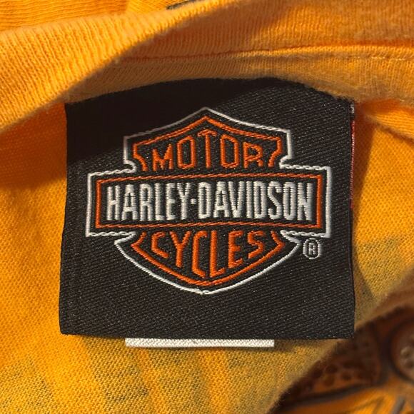 Y2K Harley Davidson Ladies T-Shirt Size L Orange Rhinestone Bikercore Grunge - Picture 7 of 8